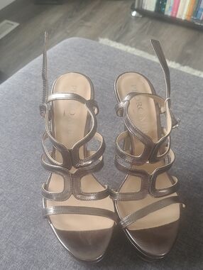 Pedro Miralles Metallic Gunmetal Strappy High Heels